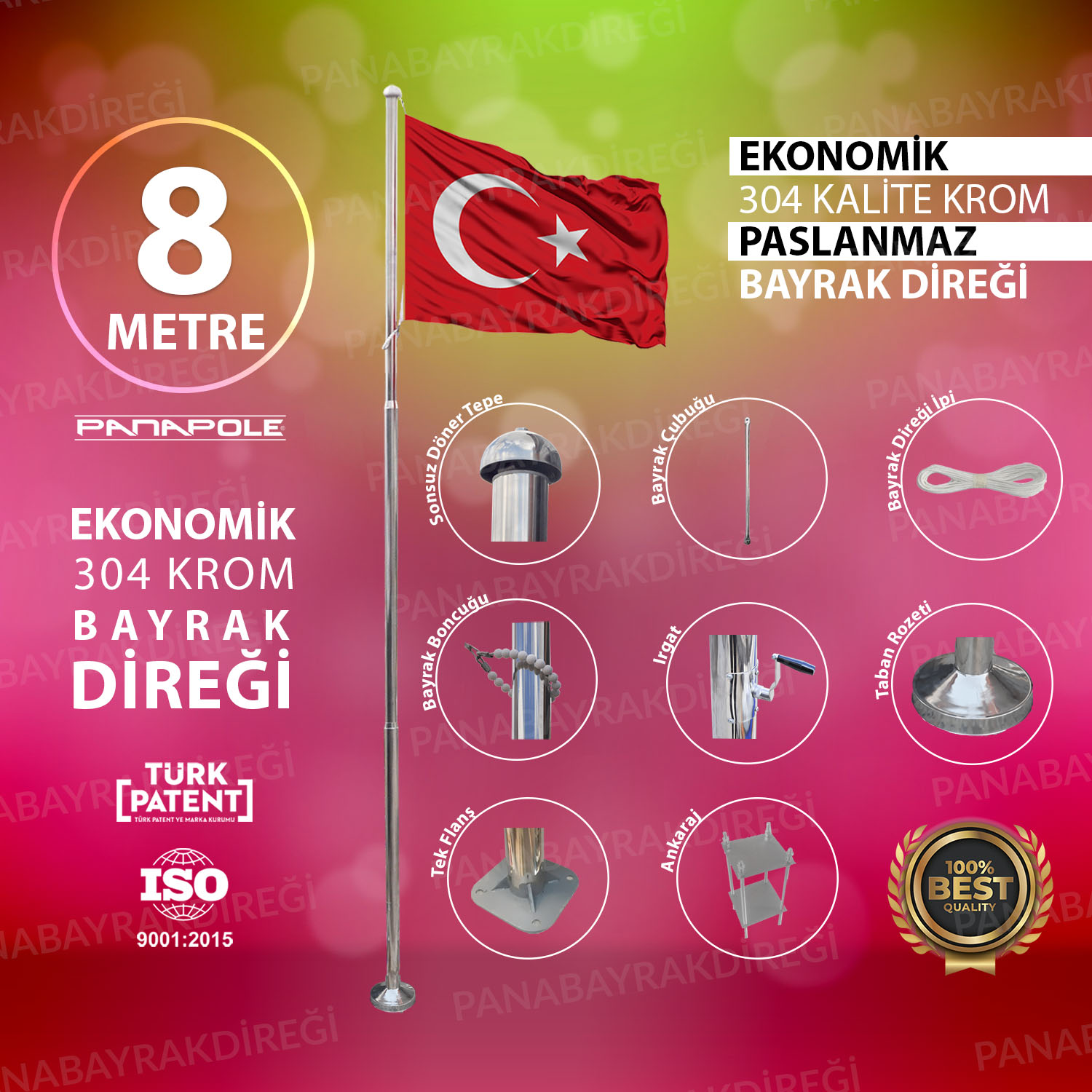 8 Metre İnox 304 Kalite Paslanmaz Krom Çelik Ekonomik Bayrak Direği 1 8 Metre İnox 304 Kalite Paslanmaz Krom Çelik Ekonomik Bayrak Direği